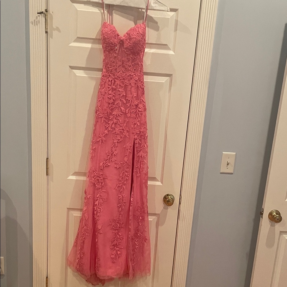 Sherri Hill Pink Lace Prom Dress